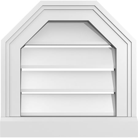 Ekena Millwork Octagonal Top Surface Mount PVC Gable Vent w/ 2"W x 2"P Brickmould Sill Frame, 14"W x 14"H GVPOT14X1403SF